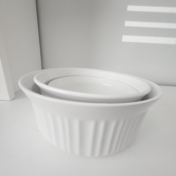 Corningware French White Round Ceramic Stoneware Baking Dish Trio With Lids - Picture 8 of 13